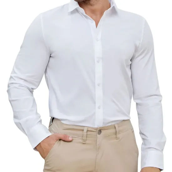 New OUKU Men's Dress Shirt Plain Wedding Vacation Black White Pink Blue Long Sleeve Turndown Spring & Fall Clothing Apparel Button-Down