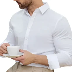 New OUKU Men's Dress Shirt Plain Wedding Vacation Black White Pink Blue Long Sleeve Turndown Spring & Fall Clothing Apparel Button-Down