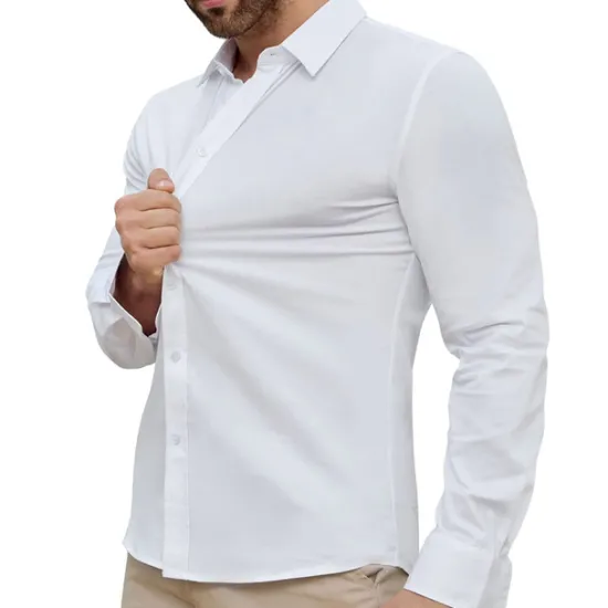 New OUKU Men's Dress Shirt Plain Wedding Vacation Black White Pink Blue Long Sleeve Turndown Spring & Fall Clothing Apparel Button-Down