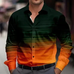 Outlet OUKU Men's Dress Shirt Printed Shirts Stripe Outdoor Vacation Black Purple Long Sleeve Turndown Spring & Summer Clothing Apparel Print