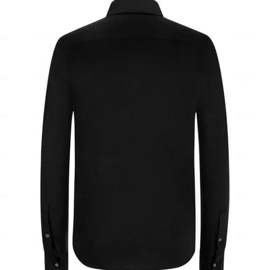 Hot OUKU Men's Dress Shirt Printed Shirts Skeleton Vacation Party Black White Long Sleeve Turndown Summer Spring Clothing Apparel Print