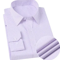 Sale OUKU Men's Dress Shirt Stripe Wedding Outdoor Grape Blue Purple Light Blue Long Sleeve Turndown Summer Spring & Summer Clothing Apparel Print