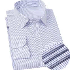 Sale OUKU Men's Dress Shirt Stripe Wedding Outdoor Grape Blue Purple Light Blue Long Sleeve Turndown Summer Spring & Summer Clothing Apparel Print