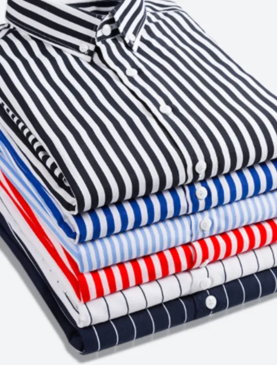 Discount OUKU Men's Dress Shirt Striped Shirt Button Down Shirt Collared Shirt Striped Wedding Back to Office Black White Red Navy Blue Long Sleeve Clothing Apparel