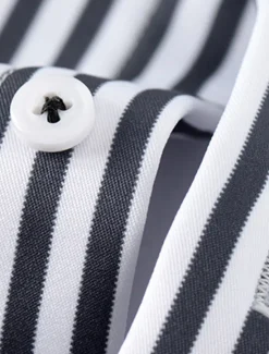 Outlet OUKU Men's Dress Shirt Striped Wedding Office / Career Black Blue Green Long Sleeve Turndown Spring & Fall Clothing Apparel
