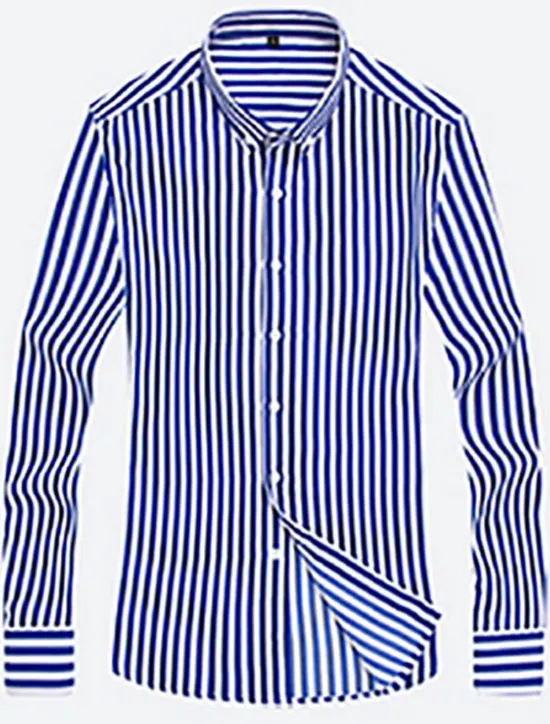 OUKU Men's Dress Shirt Striped Shirt Button Down Shirt Collared Shirt Striped Wedding Daily Black White Red Navy Blue Long Sleeve Classic Collar Clothing Apparel