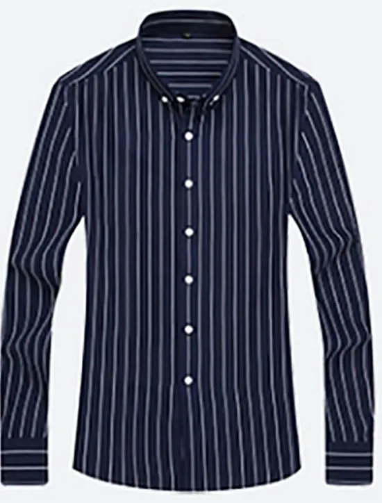 OUKU Men's Dress Shirt Striped Shirt Button Down Shirt Collared Shirt Striped Wedding Daily Black White Red Navy Blue Long Sleeve Classic Collar Clothing Apparel