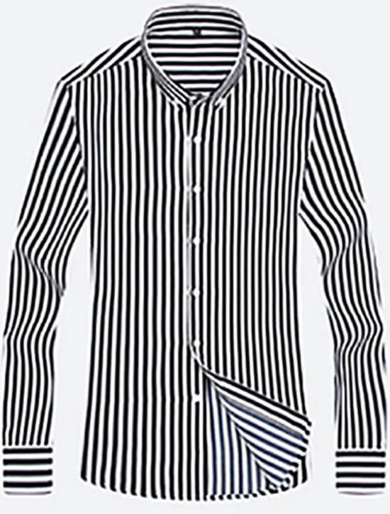 OUKU Men's Dress Shirt Striped Shirt Button Down Shirt Collared Shirt Striped Wedding Daily Black White Red Navy Blue Long Sleeve Classic Collar Clothing Apparel