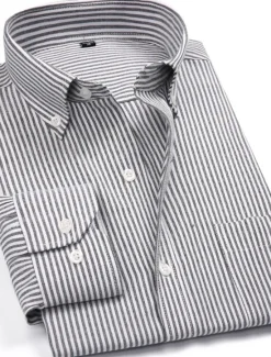Hot OUKU Men's Dress Shirt Striped Shirt Button Down Shirt Oxford Shirt Stripes and Plaid Wedding Office & Career Pink Blue Light Purple Light Grey Long Sleeve Shirt Collar All Seasons Clothing Apparel Buckle