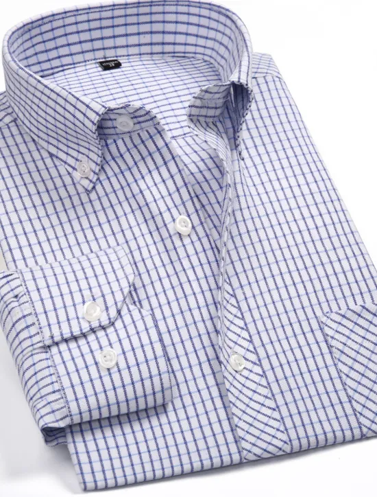 Hot OUKU Men's Dress Shirt Striped Shirt Button Down Shirt Oxford Shirt Stripes and Plaid Wedding Office & Career Pink Blue Light Purple Light Grey Long Sleeve Shirt Collar All Seasons Clothing Apparel Buckle