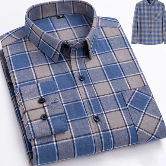 Best OUKU Men's Dress Shirt Stripes and Plaid Wedding Business Maroon Dark Red Yellow Dark Navy Long Sleeve Standing Collar Spring & Fall Clothing Apparel