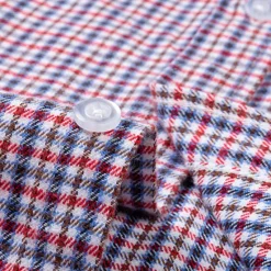 Best OUKU Men's Dress Shirt Stripes and Plaid Wedding Business Maroon Dark Red Yellow Dark Navy Long Sleeve Standing Collar Spring & Fall Clothing Apparel