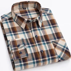 New OUKU Men's Dress Shirt Stripes and Plaid Wedding Office & Career Light Pink Dark Red Yellow Light Green Turndown All Seasons Clothing Apparel