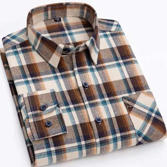 New OUKU Men's Dress Shirt Stripes and Plaid Wedding Office & Career Light Pink Dark Red Yellow Light Green Turndown All Seasons Clothing Apparel