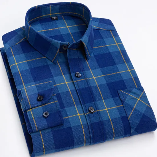 New OUKU Men's Dress Shirt Stripes and Plaid Wedding Office & Career Light Pink Dark Red Yellow Light Green Turndown All Seasons Clothing Apparel