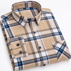 New OUKU Men's Dress Shirt Stripes and Plaid Wedding Office & Career Light Pink Dark Red Yellow Light Green Turndown All Seasons Clothing Apparel