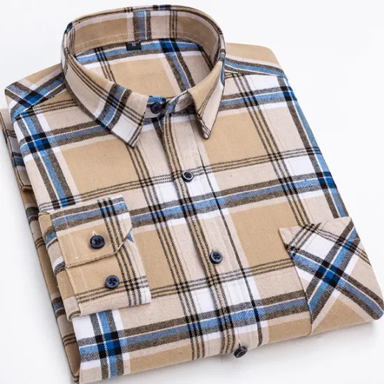 New OUKU Men's Dress Shirt Stripes and Plaid Wedding Office & Career Light Pink Dark Red Yellow Light Green Turndown All Seasons Clothing Apparel