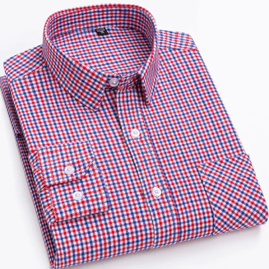 New OUKU Men's Dress Shirt Stripes and Plaid Wedding Office & Career Light Pink Dark Red Yellow Light Green Turndown All Seasons Clothing Apparel