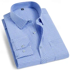 Discount OUKU Men's Dress Shirt Wrinkle Resistant French Cuff Shirt Collared Shirt Button Up Shirt Waves Wedding Outdoor Navy Blue Blue Light Blue Long Sleeve Turndown Summer Spring Clothing Apparel Button-Down