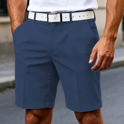 Discount OUKU Men's Dress Shorts Burmuda Shorts Work Shorts Pocket Plain Comfort Breathable Knee Length Outdoor Business Fashion Casual Black White