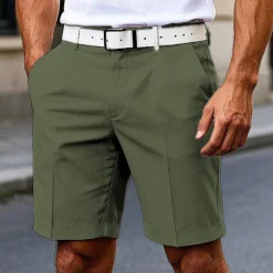 Discount OUKU Men's Dress Shorts Burmuda Shorts Work Shorts Pocket Plain Comfort Breathable Knee Length Outdoor Business Fashion Casual Black White
