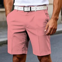 Discount OUKU Men's Dress Shorts Burmuda Shorts Work Shorts Pocket Plain Comfort Breathable Knee Length Outdoor Business Fashion Casual Black White