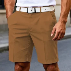 Discount OUKU Men's Dress Shorts Burmuda Shorts Work Shorts Pocket Plain Comfort Breathable Knee Length Outdoor Business Fashion Casual Black White