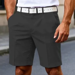 Discount OUKU Men's Dress Shorts Burmuda Shorts Work Shorts Pocket Plain Comfort Breathable Knee Length Outdoor Business Fashion Casual Black White