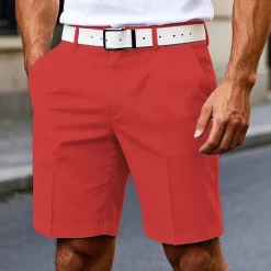 Discount OUKU Men's Dress Shorts Burmuda Shorts Work Shorts Pocket Plain Comfort Breathable Knee Length Outdoor Business Fashion Casual Black White