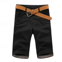 Outlet OUKU Men's Dress Shorts Burmuda Shorts Work Shorts Ruched Pocket Plain Comfort Breathable Knee Length Outdoor Business Fashion Casual Black Light Green