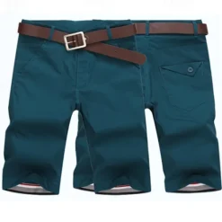 Outlet OUKU Men's Dress Shorts Burmuda Shorts Work Shorts Ruched Pocket Plain Comfort Breathable Knee Length Outdoor Business Fashion Casual Black Light Green
