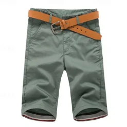Outlet OUKU Men's Dress Shorts Burmuda Shorts Work Shorts Ruched Pocket Plain Comfort Breathable Knee Length Outdoor Business Fashion Casual Black Light Green