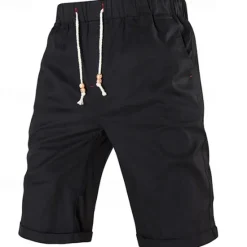 Best OUKU Men's Dress Shorts Burmuda Shorts Work Shorts Pocket Drawstring Plain Comfort Breathable Knee Length Outdoor Business Fashion Casual Black Blue