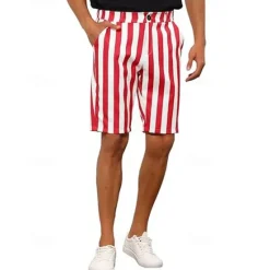 Discount OUKU Men's Dress Shorts Burmuda Shorts Work Shorts Pocket Striped Comfort Breathable Short Outdoor Business Fashion Casual Black White