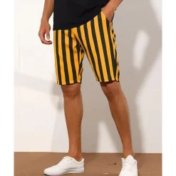 Discount OUKU Men's Dress Shorts Burmuda Shorts Work Shorts Pocket Striped Comfort Breathable Short Outdoor Business Fashion Casual Black White