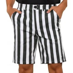 Discount OUKU Men's Dress Shorts Burmuda Shorts Work Shorts Pocket Striped Comfort Breathable Short Outdoor Business Fashion Casual Black White