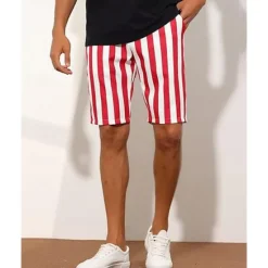 Discount OUKU Men's Dress Shorts Burmuda Shorts Work Shorts Pocket Striped Comfort Breathable Short Outdoor Business Fashion Casual Black White