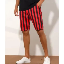 Discount OUKU Men's Dress Shorts Burmuda Shorts Work Shorts Pocket Striped Comfort Breathable Short Outdoor Business Fashion Casual Black White