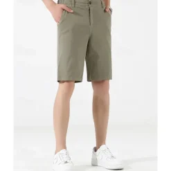 New OUKU Men's Dress Shorts Burmuda Shorts Work Shorts Ruched Pocket Plain Comfort Breathable Knee Length Outdoor Business Fashion Casual Black Wine