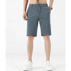 New OUKU Men's Dress Shorts Burmuda Shorts Work Shorts Ruched Pocket Plain Comfort Breathable Knee Length Outdoor Business Fashion Casual Black Wine
