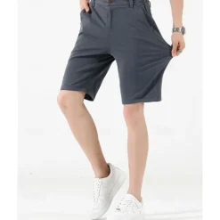 New OUKU Men's Dress Shorts Burmuda Shorts Work Shorts Ruched Pocket Plain Comfort Breathable Knee Length Outdoor Business Fashion Casual Black Wine