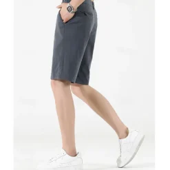 New OUKU Men's Dress Shorts Burmuda Shorts Work Shorts Ruched Pocket Plain Comfort Breathable Knee Length Outdoor Business Fashion Casual Black Wine