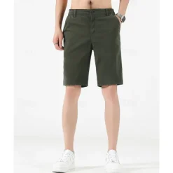 New OUKU Men's Dress Shorts Burmuda Shorts Work Shorts Ruched Pocket Plain Comfort Breathable Knee Length Outdoor Business Fashion Casual Black Wine