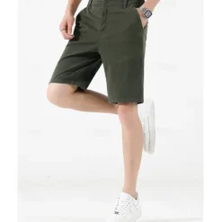 New OUKU Men's Dress Shorts Burmuda Shorts Work Shorts Ruched Pocket Plain Comfort Breathable Knee Length Outdoor Business Fashion Casual Black Wine