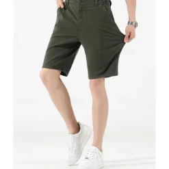 New OUKU Men's Dress Shorts Burmuda Shorts Work Shorts Ruched Pocket Plain Comfort Breathable Knee Length Outdoor Business Fashion Casual Black Wine
