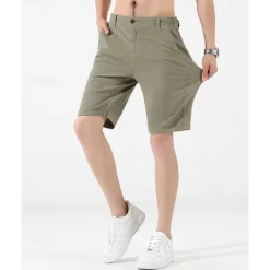 New OUKU Men's Dress Shorts Burmuda Shorts Work Shorts Ruched Pocket Plain Comfort Breathable Knee Length Outdoor Business Fashion Casual Black Wine