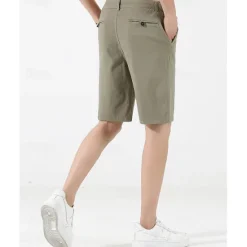 New OUKU Men's Dress Shorts Burmuda Shorts Work Shorts Ruched Pocket Plain Comfort Breathable Knee Length Outdoor Business Fashion Casual Black Wine