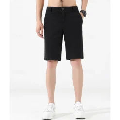 New OUKU Men's Dress Shorts Burmuda Shorts Work Shorts Ruched Pocket Plain Comfort Breathable Knee Length Outdoor Business Fashion Casual Black Wine
