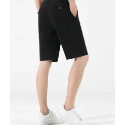 New OUKU Men's Dress Shorts Burmuda Shorts Work Shorts Ruched Pocket Plain Comfort Breathable Knee Length Outdoor Business Fashion Casual Black Wine