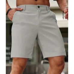 New OUKU Men's Dress Shorts Burmuda Shorts Work Shorts Pocket Plain Comfort Breathable Knee Length Outdoor Business Fashion Casual Black White
